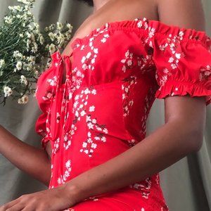 Red floral Summer Mini Dress